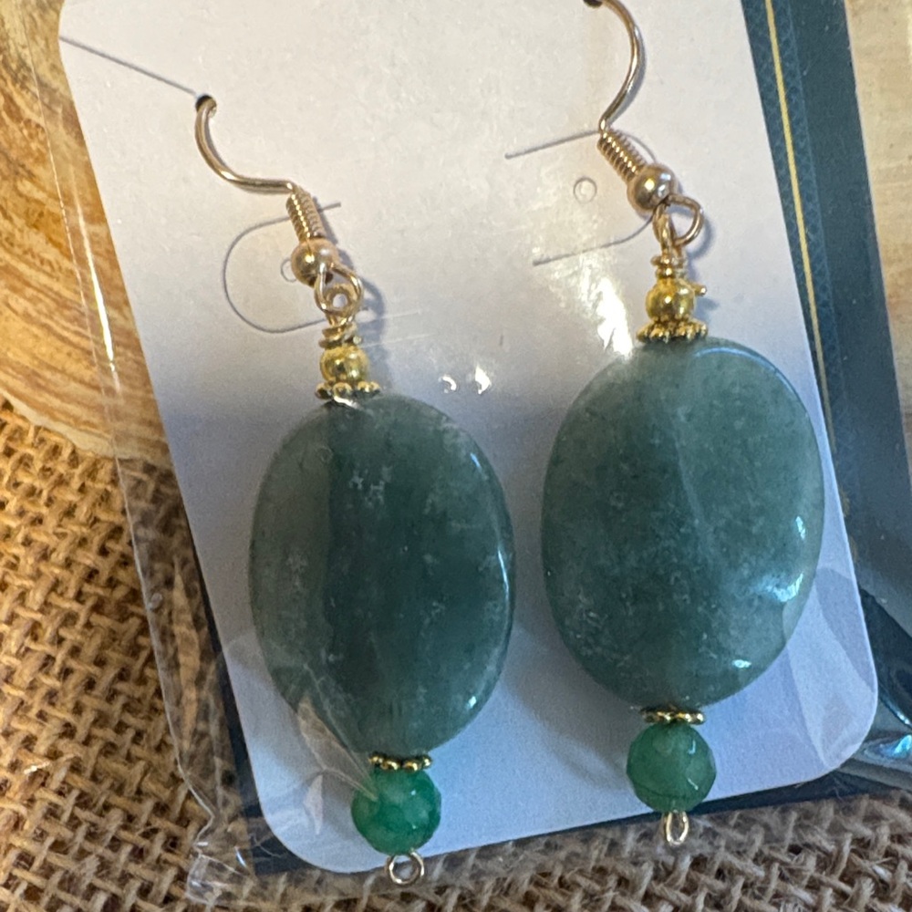 Elegant Gold and Green Gemstone Earrings